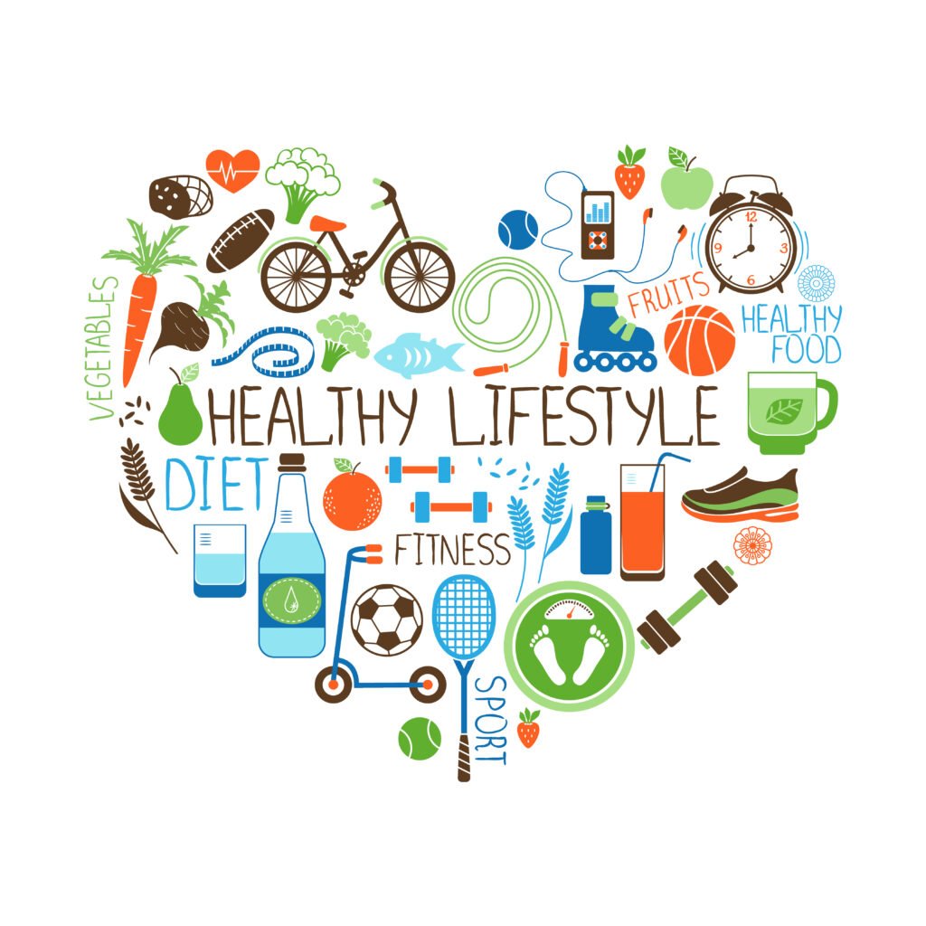 Heart shaped lifestyle advice on diet and fitness 
